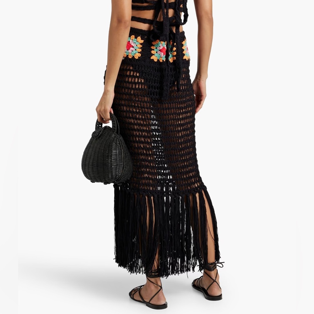 ALANUI Black Crochet Fringe Skirt with Colorful Accents - Xs/S - Picture 2 of 7